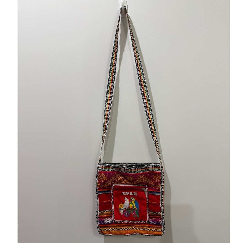 Unbranded Crossbody Bag Womens Small Red Excellent Woven Cayman Islands Parrot
